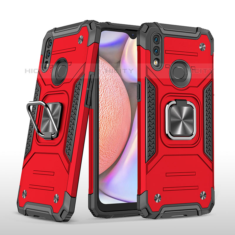 Custodia Silicone e Plastica Opaca Cover con Magnetico Anello Supporto MQ1 per Samsung Galaxy M01s Rosso