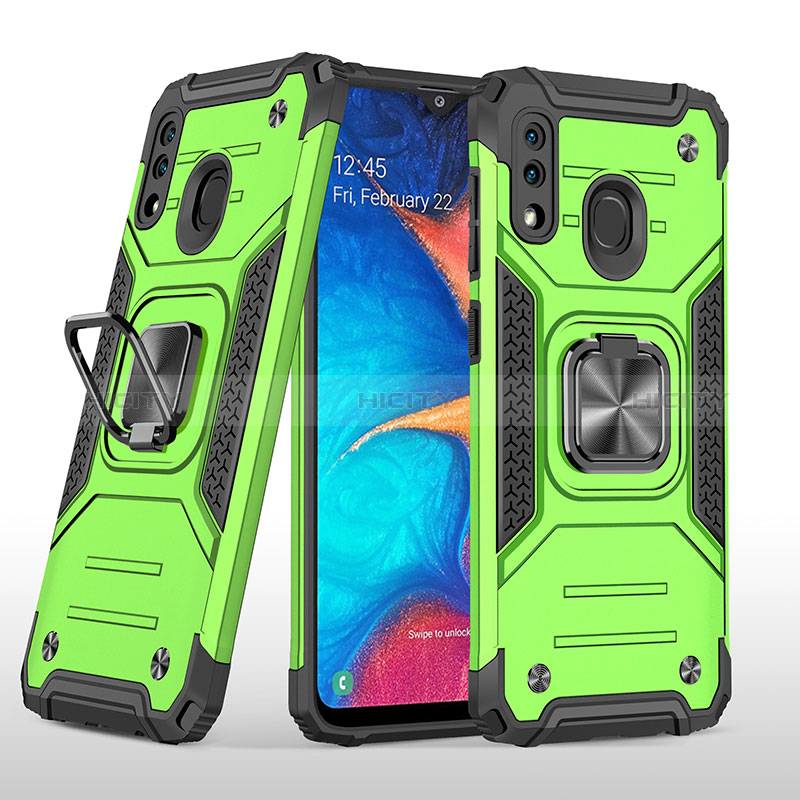 Custodia Silicone e Plastica Opaca Cover con Magnetico Anello Supporto MQ1 per Samsung Galaxy M10S Verde