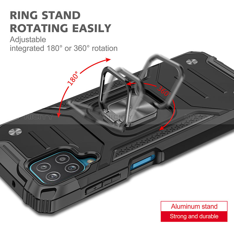 Custodia Silicone e Plastica Opaca Cover con Magnetico Anello Supporto MQ1 per Samsung Galaxy M12