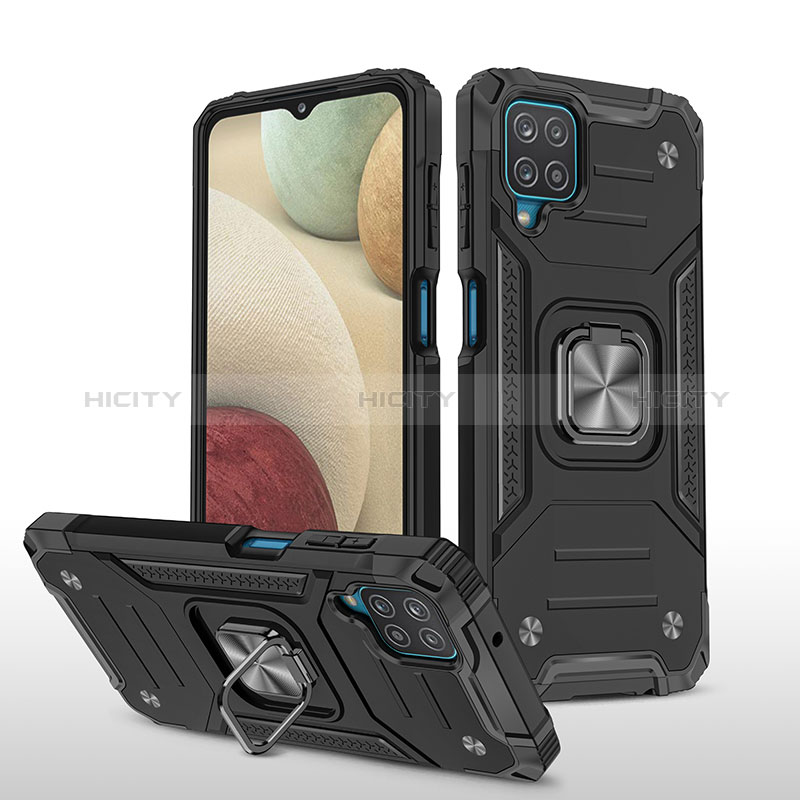 Custodia Silicone e Plastica Opaca Cover con Magnetico Anello Supporto MQ1 per Samsung Galaxy M12