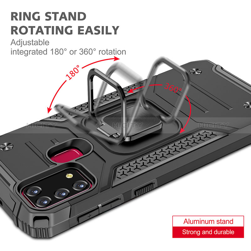 Custodia Silicone e Plastica Opaca Cover con Magnetico Anello Supporto MQ1 per Samsung Galaxy M21s