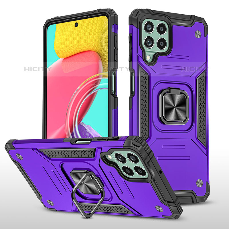 Custodia Silicone e Plastica Opaca Cover con Magnetico Anello Supporto MQ1 per Samsung Galaxy M53 5G Viola