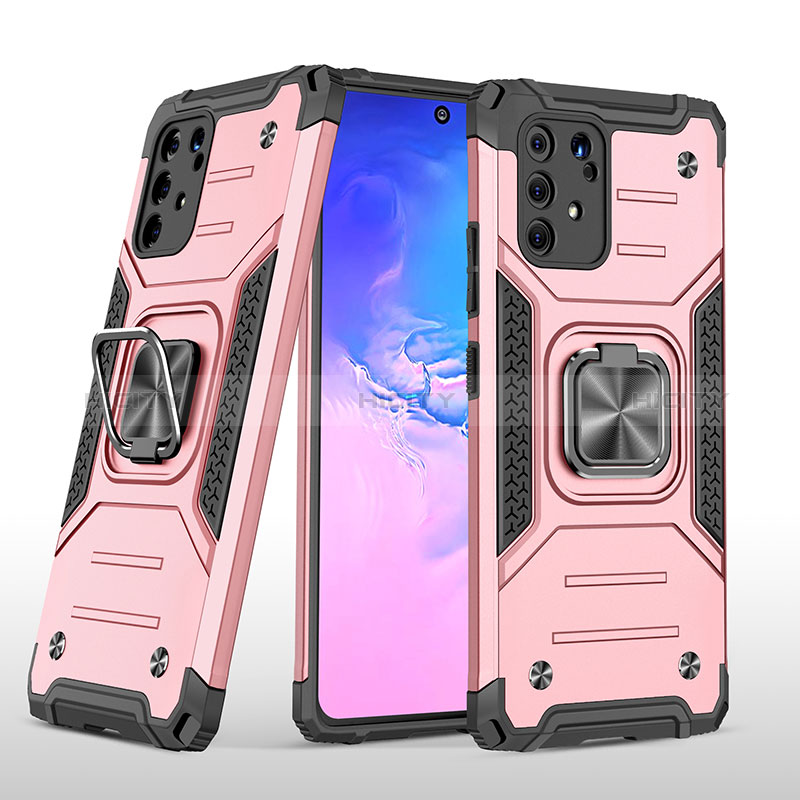 Custodia Silicone e Plastica Opaca Cover con Magnetico Anello Supporto MQ1 per Samsung Galaxy M80S Oro Rosa