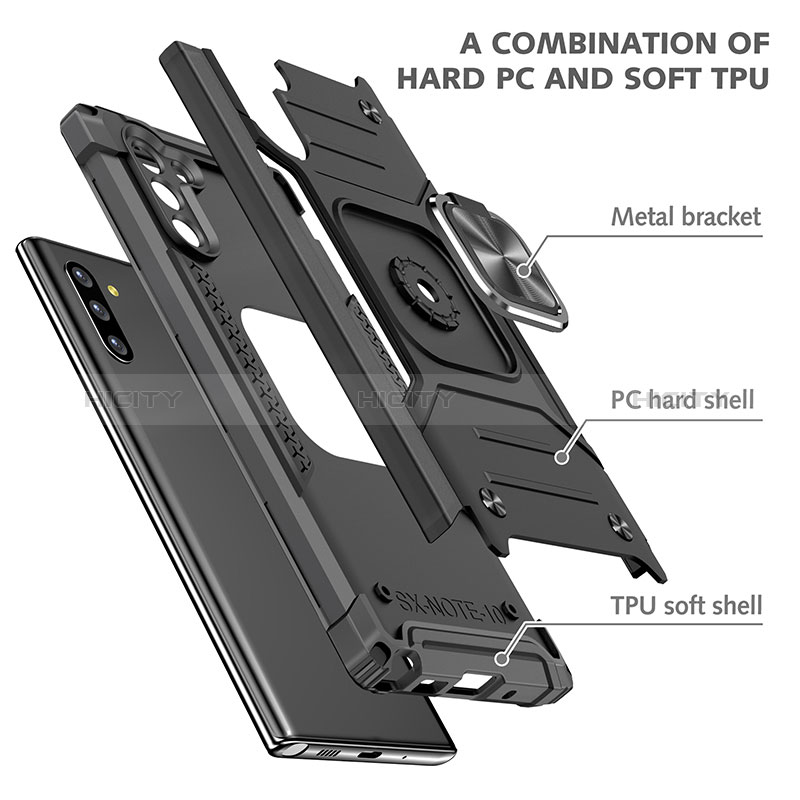Custodia Silicone e Plastica Opaca Cover con Magnetico Anello Supporto MQ1 per Samsung Galaxy Note 10 5G