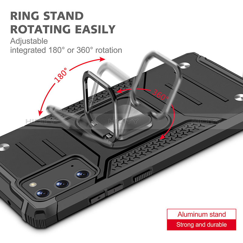 Custodia Silicone e Plastica Opaca Cover con Magnetico Anello Supporto MQ1 per Samsung Galaxy Note 20 5G