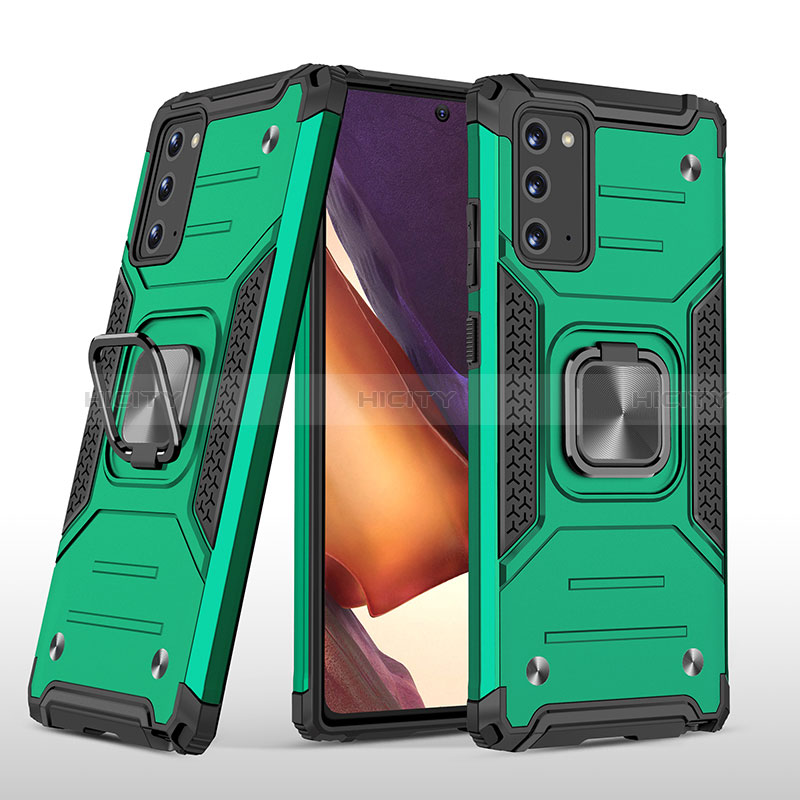 Custodia Silicone e Plastica Opaca Cover con Magnetico Anello Supporto MQ1 per Samsung Galaxy Note 20 5G Verde Notte