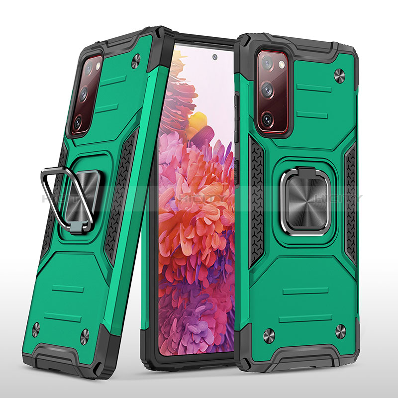 Custodia Silicone e Plastica Opaca Cover con Magnetico Anello Supporto MQ1 per Samsung Galaxy S20 FE (2022) 5G Verde Notte