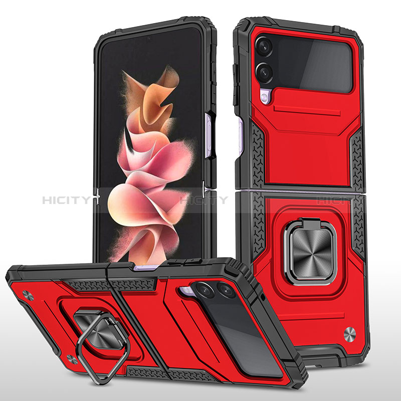 Custodia Silicone e Plastica Opaca Cover con Magnetico Anello Supporto MQ1 per Samsung Galaxy Z Flip3 5G