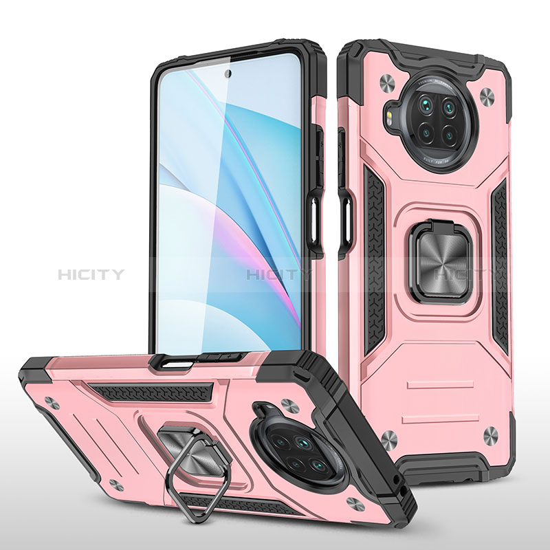 Custodia Silicone e Plastica Opaca Cover con Magnetico Anello Supporto MQ1 per Xiaomi Mi 10i 5G Oro Rosa