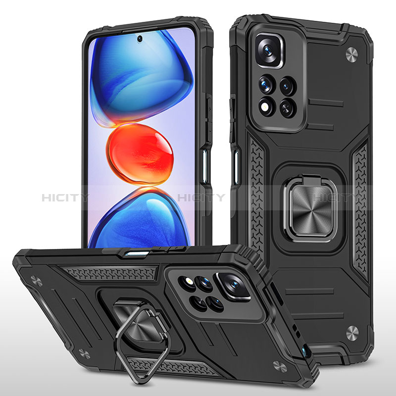 Custodia Silicone e Plastica Opaca Cover con Magnetico Anello Supporto MQ1 per Xiaomi Mi 11i 5G (2022) Nero