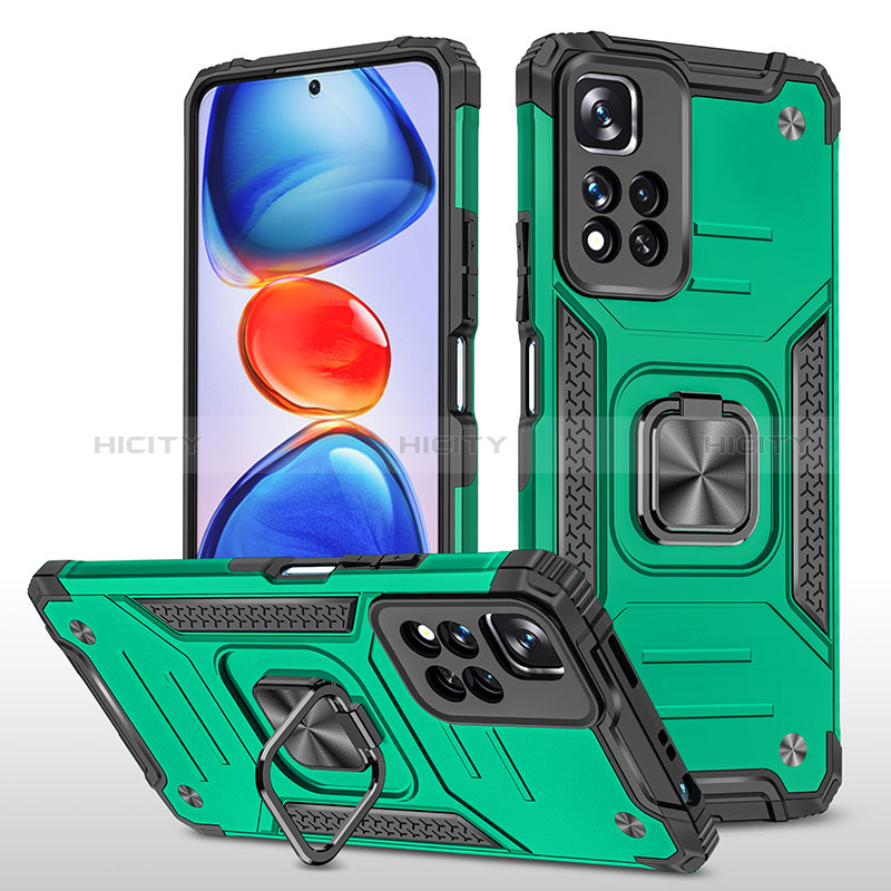 Custodia Silicone e Plastica Opaca Cover con Magnetico Anello Supporto MQ1 per Xiaomi Mi 11i 5G (2022) Verde Notte