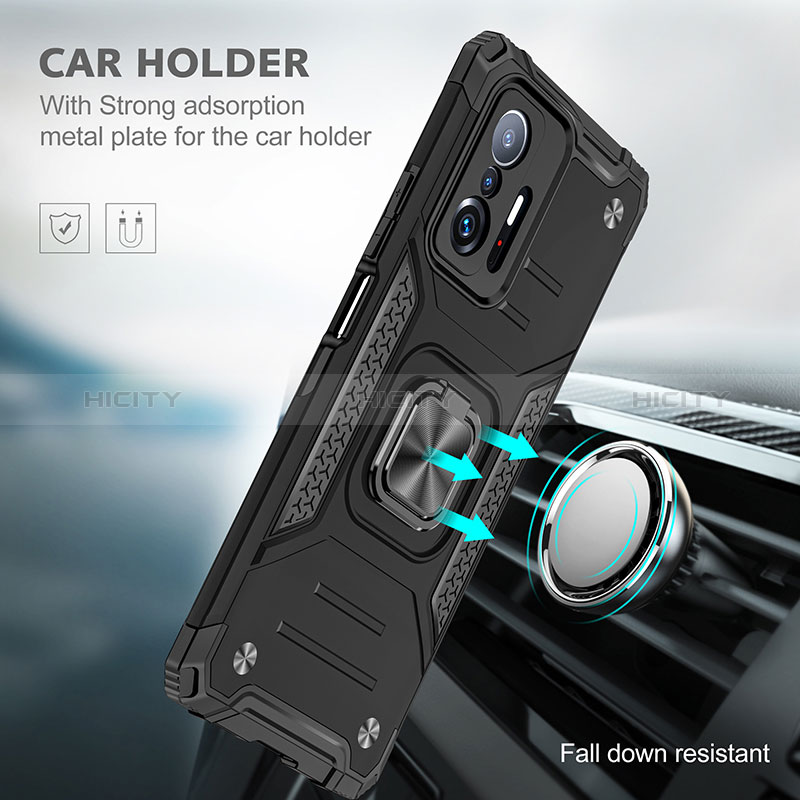 Custodia Silicone e Plastica Opaca Cover con Magnetico Anello Supporto MQ1 per Xiaomi Mi 11T 5G