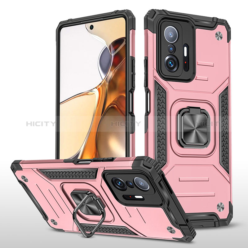 Custodia Silicone e Plastica Opaca Cover con Magnetico Anello Supporto MQ1 per Xiaomi Mi 11T 5G