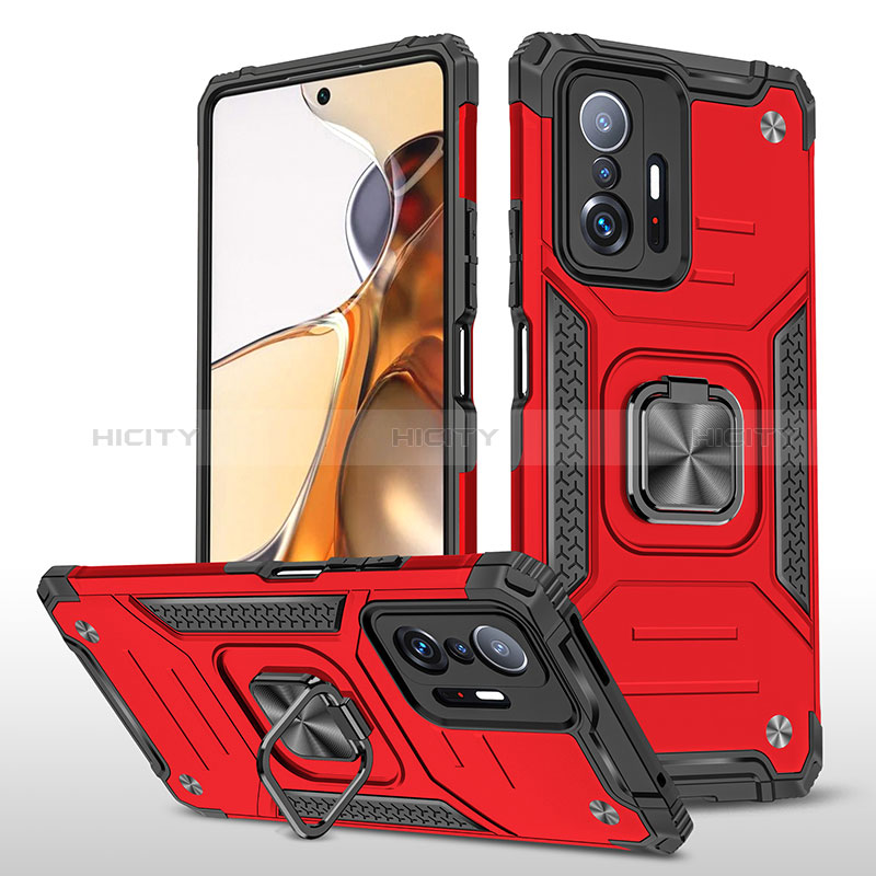 Custodia Silicone e Plastica Opaca Cover con Magnetico Anello Supporto MQ1 per Xiaomi Mi 11T Pro 5G