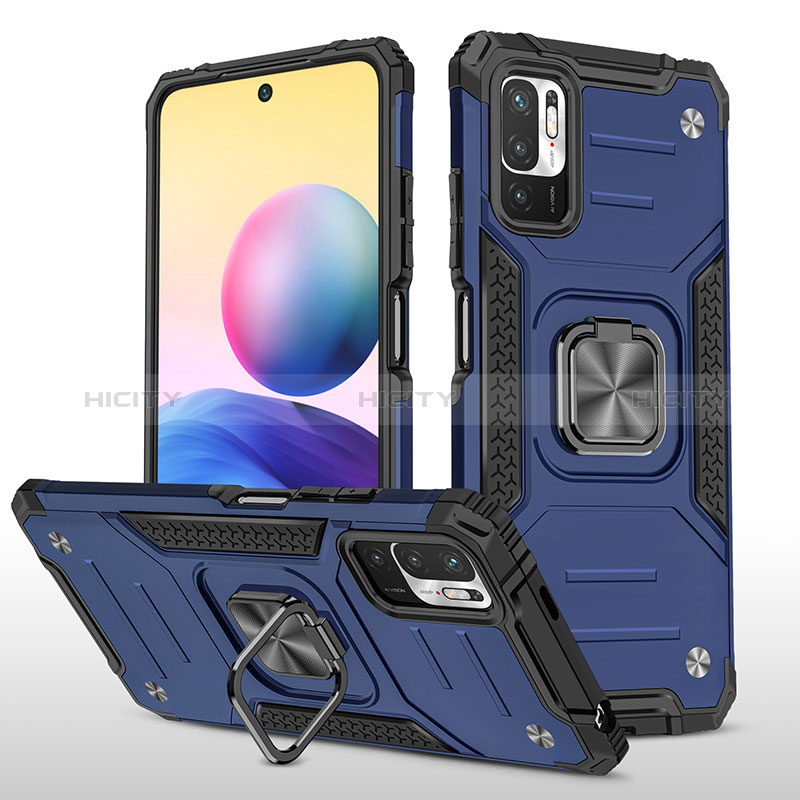 Custodia Silicone e Plastica Opaca Cover con Magnetico Anello Supporto MQ1 per Xiaomi POCO M3 Pro 5G