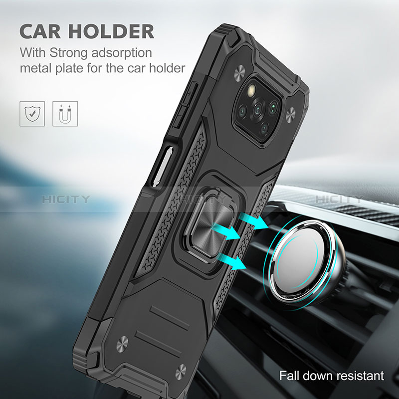 Custodia Silicone e Plastica Opaca Cover con Magnetico Anello Supporto MQ1 per Xiaomi Poco X3