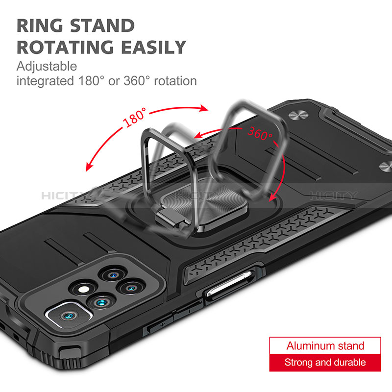 Custodia Silicone e Plastica Opaca Cover con Magnetico Anello Supporto MQ1 per Xiaomi Redmi 10 (2022)