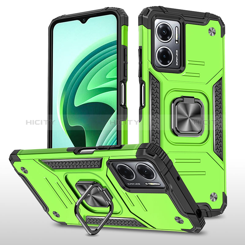 Custodia Silicone e Plastica Opaca Cover con Magnetico Anello Supporto MQ1 per Xiaomi Redmi 11 Prime 5G Verde