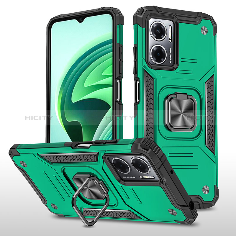 Custodia Silicone e Plastica Opaca Cover con Magnetico Anello Supporto MQ1 per Xiaomi Redmi 11 Prime 5G Verde Notte