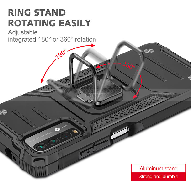 Custodia Silicone e Plastica Opaca Cover con Magnetico Anello Supporto MQ1 per Xiaomi Redmi 9 Power