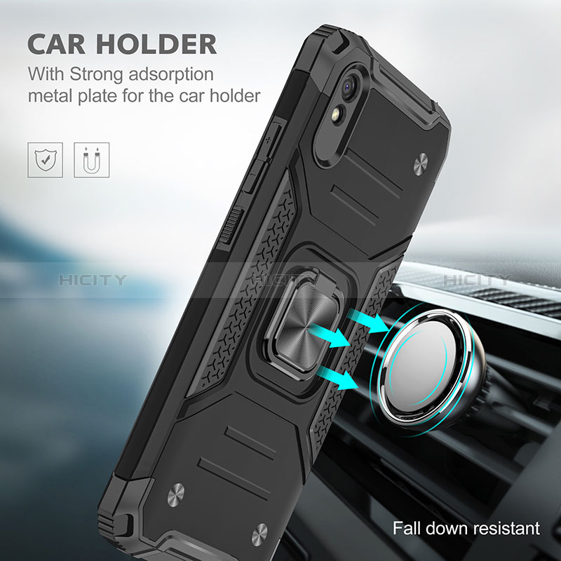 Custodia Silicone e Plastica Opaca Cover con Magnetico Anello Supporto MQ1 per Xiaomi Redmi 9A