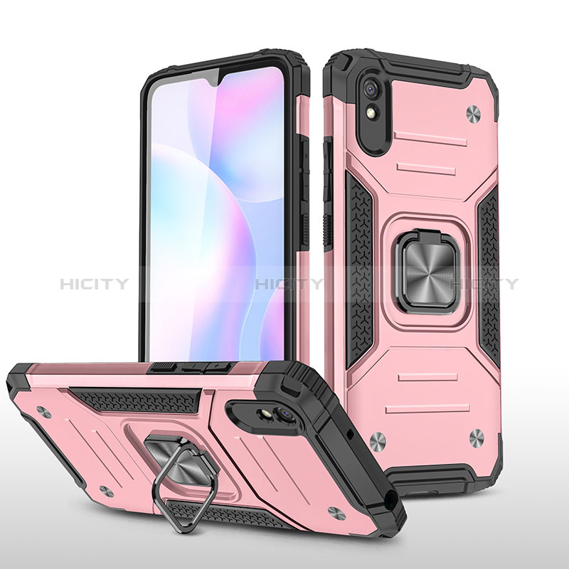 Custodia Silicone e Plastica Opaca Cover con Magnetico Anello Supporto MQ1 per Xiaomi Redmi 9AT