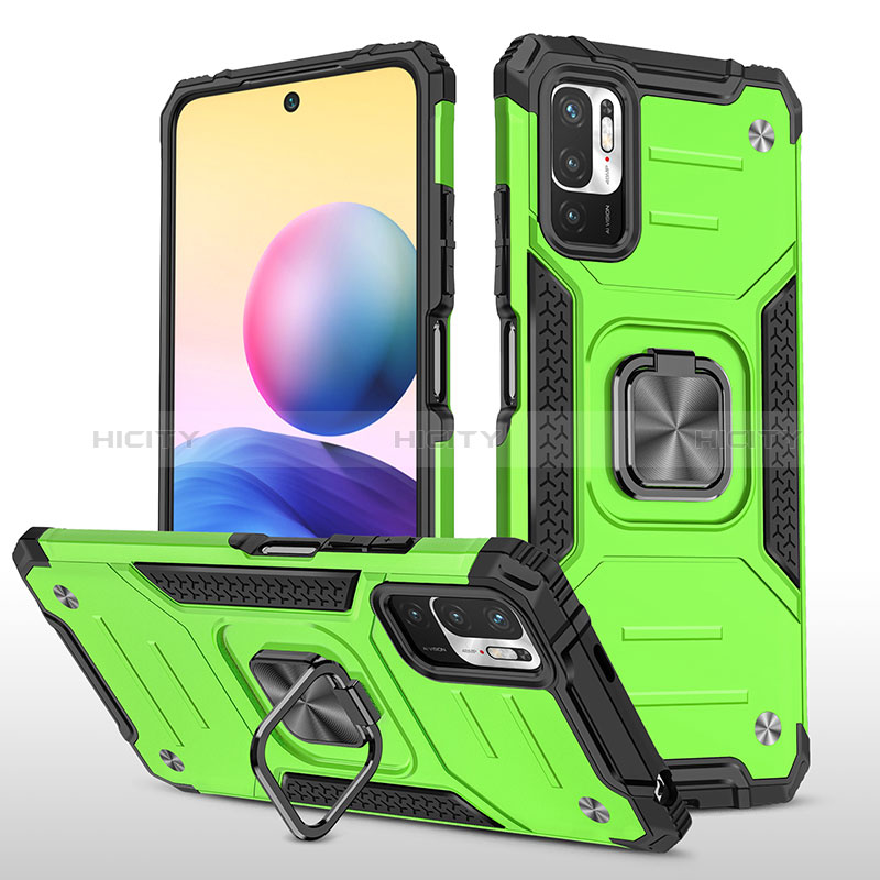 Custodia Silicone e Plastica Opaca Cover con Magnetico Anello Supporto MQ1 per Xiaomi Redmi Note 10 5G