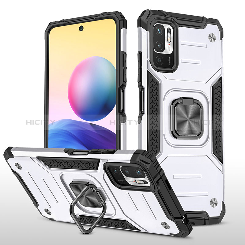 Custodia Silicone e Plastica Opaca Cover con Magnetico Anello Supporto MQ1 per Xiaomi Redmi Note 10 5G