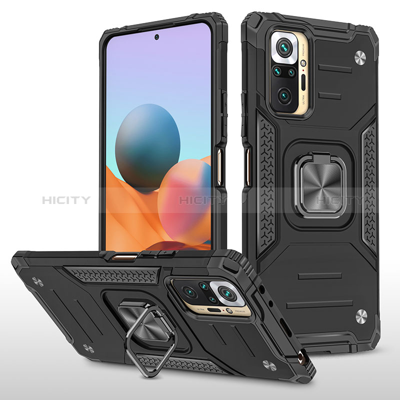 Custodia Silicone e Plastica Opaca Cover con Magnetico Anello Supporto MQ1 per Xiaomi Redmi Note 10 Pro Max