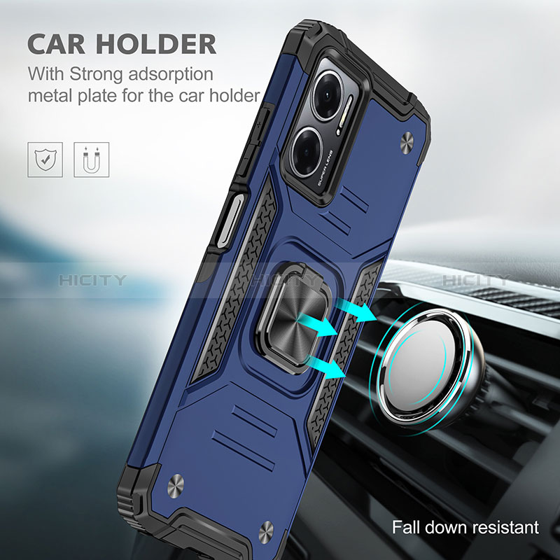 Custodia Silicone e Plastica Opaca Cover con Magnetico Anello Supporto MQ1 per Xiaomi Redmi Note 11E 5G