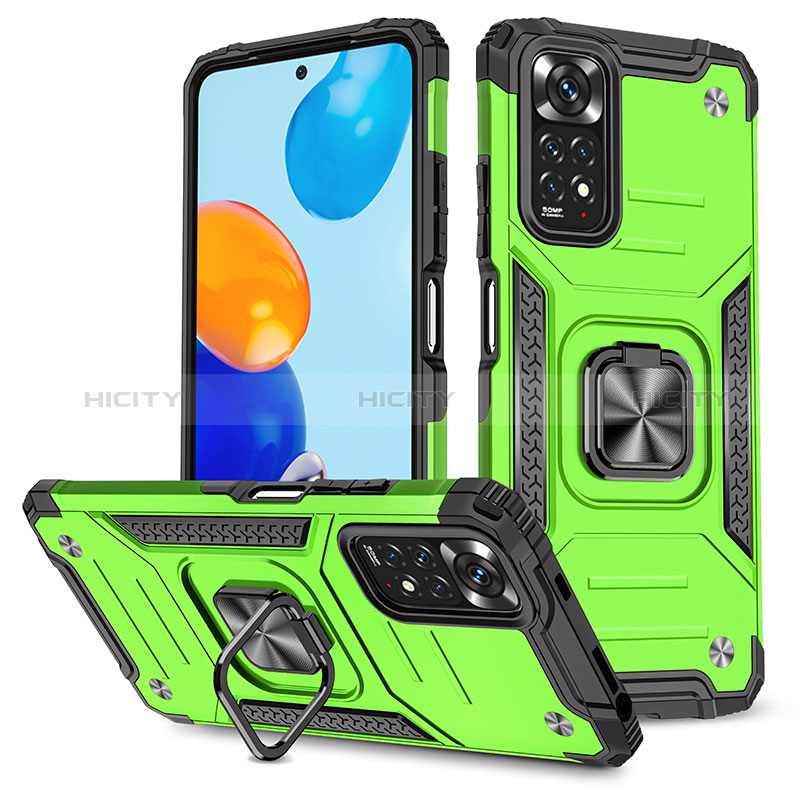 Custodia Silicone e Plastica Opaca Cover con Magnetico Anello Supporto MQ1 per Xiaomi Redmi Note 11S 4G