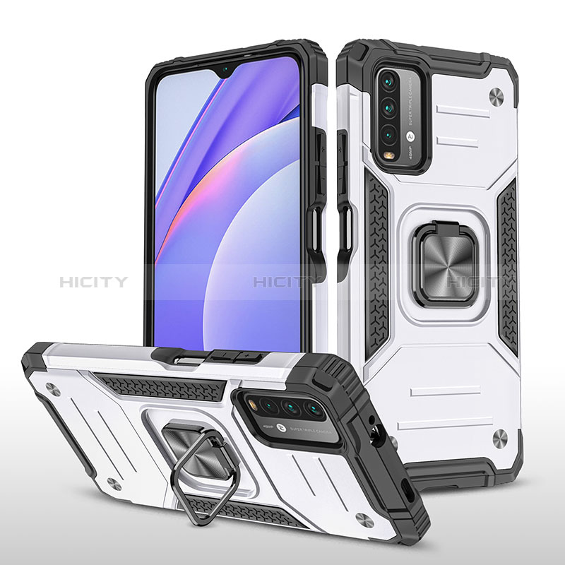 Custodia Silicone e Plastica Opaca Cover con Magnetico Anello Supporto MQ1 per Xiaomi Redmi Note 9 4G