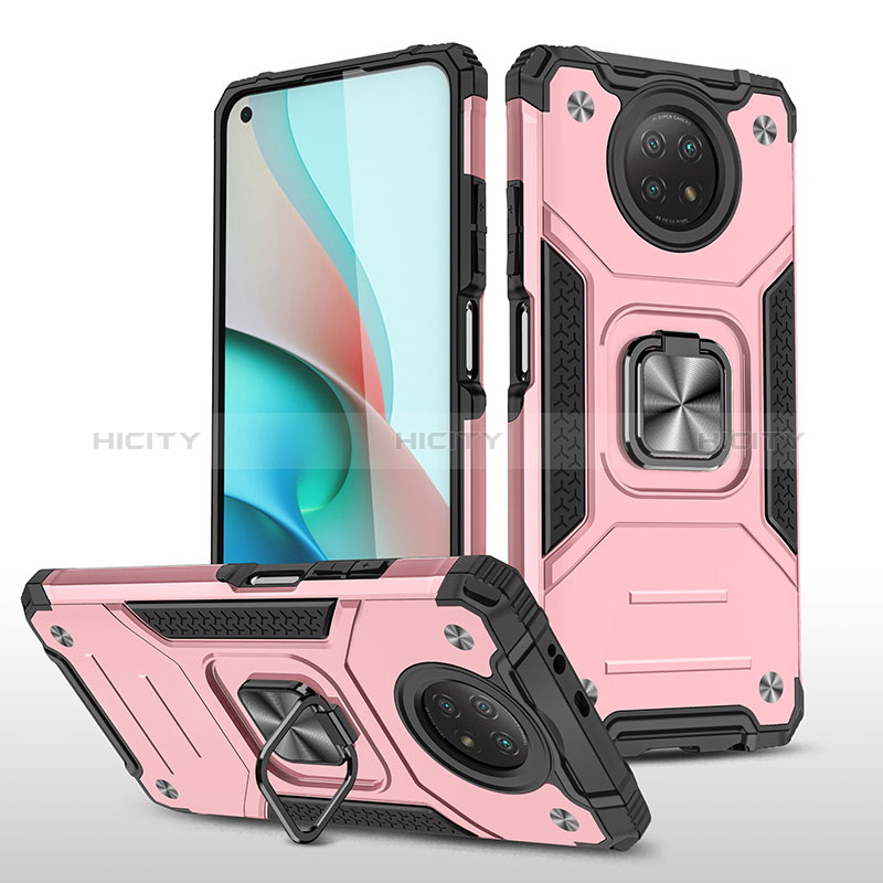 Custodia Silicone e Plastica Opaca Cover con Magnetico Anello Supporto MQ1 per Xiaomi Redmi Note 9 5G