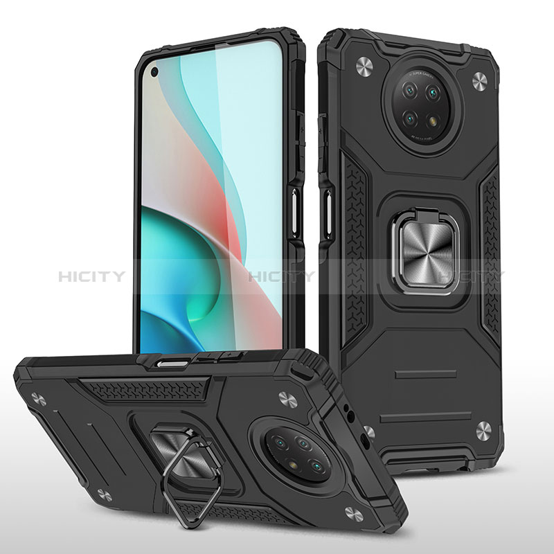 Custodia Silicone e Plastica Opaca Cover con Magnetico Anello Supporto MQ1 per Xiaomi Redmi Note 9 5G