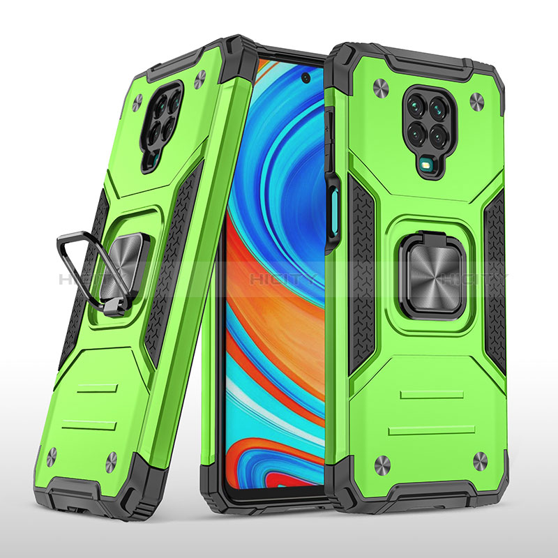 Custodia Silicone e Plastica Opaca Cover con Magnetico Anello Supporto MQ1 per Xiaomi Redmi Note 9 Pro Max Verde