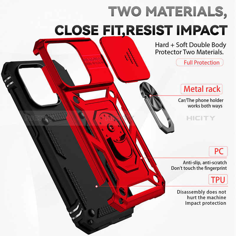 Custodia Silicone e Plastica Opaca Cover con Magnetico Anello Supporto MQ2 per Apple iPhone 13 Pro