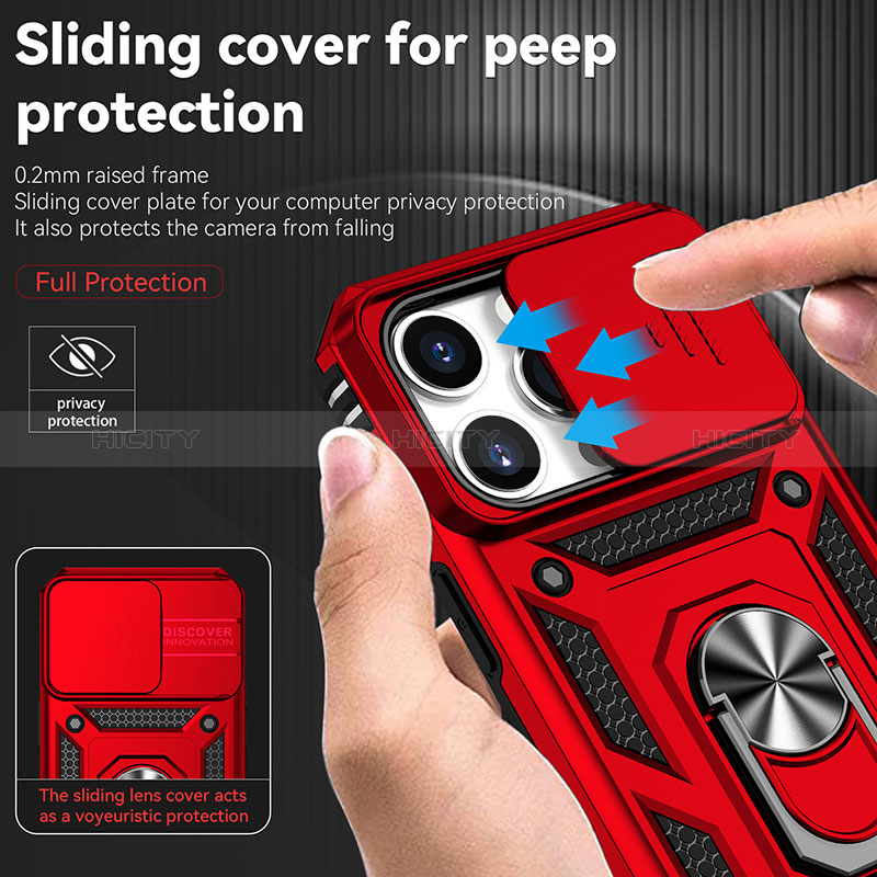 Custodia Silicone e Plastica Opaca Cover con Magnetico Anello Supporto MQ2 per Apple iPhone 15 Pro