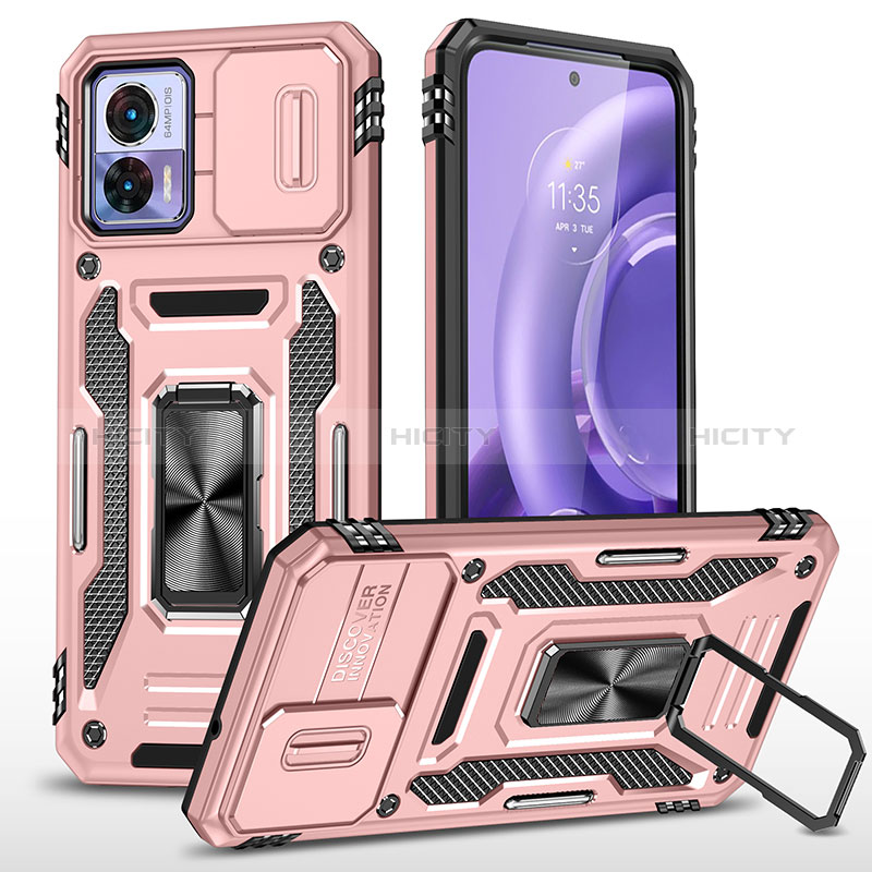 Custodia Silicone e Plastica Opaca Cover con Magnetico Anello Supporto MQ2 per Motorola Moto Edge 30 Neo 5G