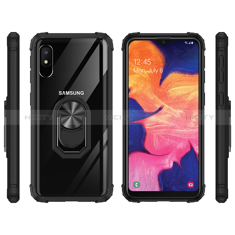 Custodia Silicone e Plastica Opaca Cover con Magnetico Anello Supporto MQ2 per Samsung Galaxy A10e