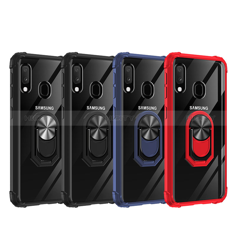 Custodia Silicone e Plastica Opaca Cover con Magnetico Anello Supporto MQ2 per Samsung Galaxy A20e