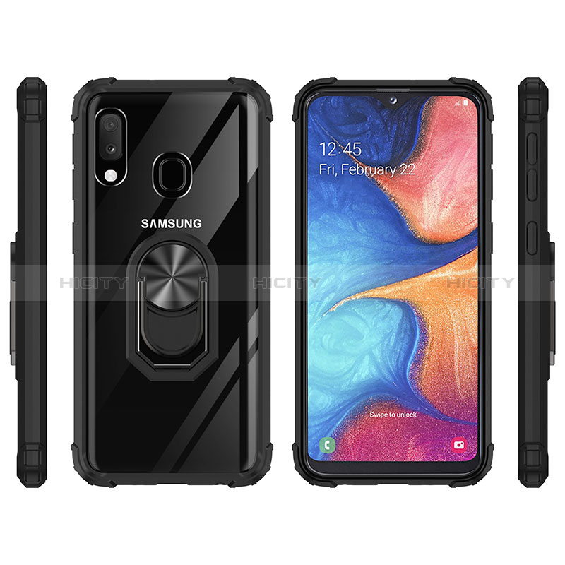 Custodia Silicone e Plastica Opaca Cover con Magnetico Anello Supporto MQ2 per Samsung Galaxy A20e