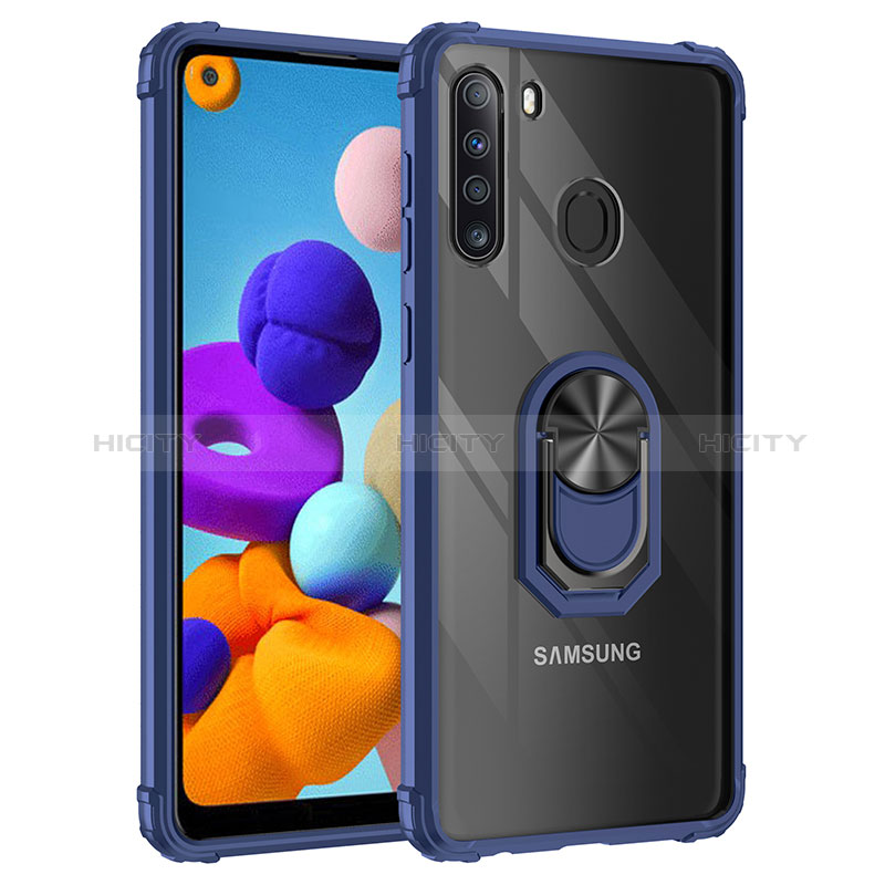 Custodia Silicone e Plastica Opaca Cover con Magnetico Anello Supporto MQ2 per Samsung Galaxy A21