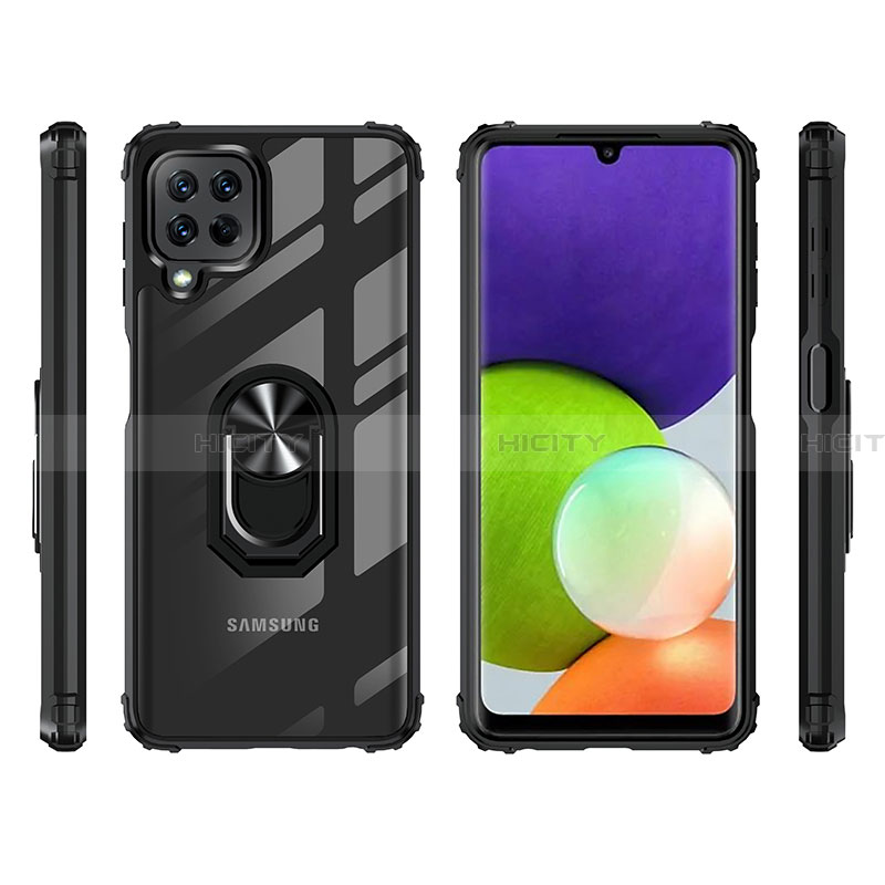 Custodia Silicone e Plastica Opaca Cover con Magnetico Anello Supporto MQ2 per Samsung Galaxy A22 4G