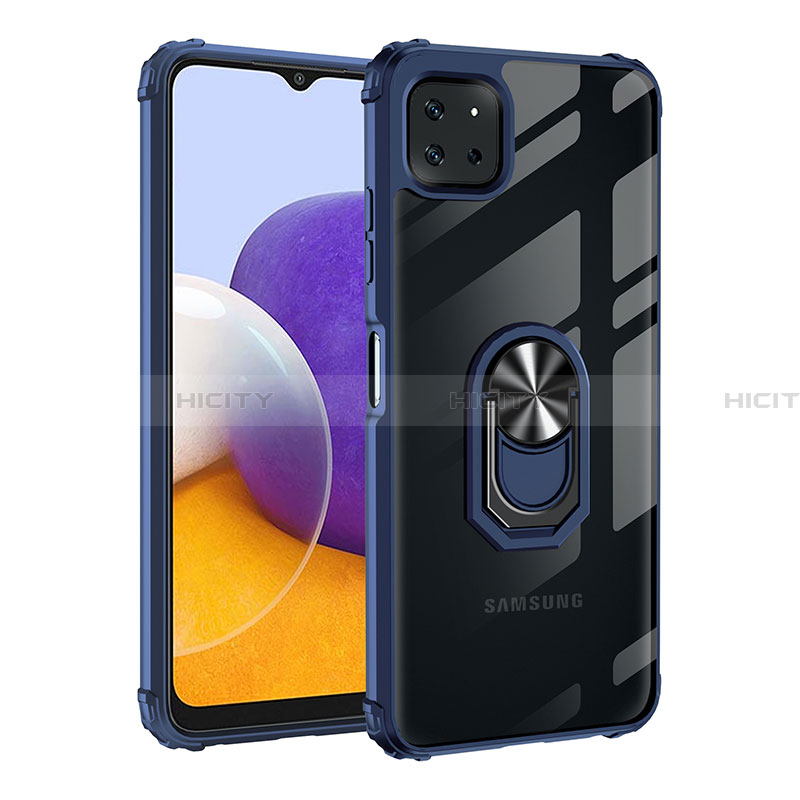 Custodia Silicone e Plastica Opaca Cover con Magnetico Anello Supporto MQ2 per Samsung Galaxy A22 5G