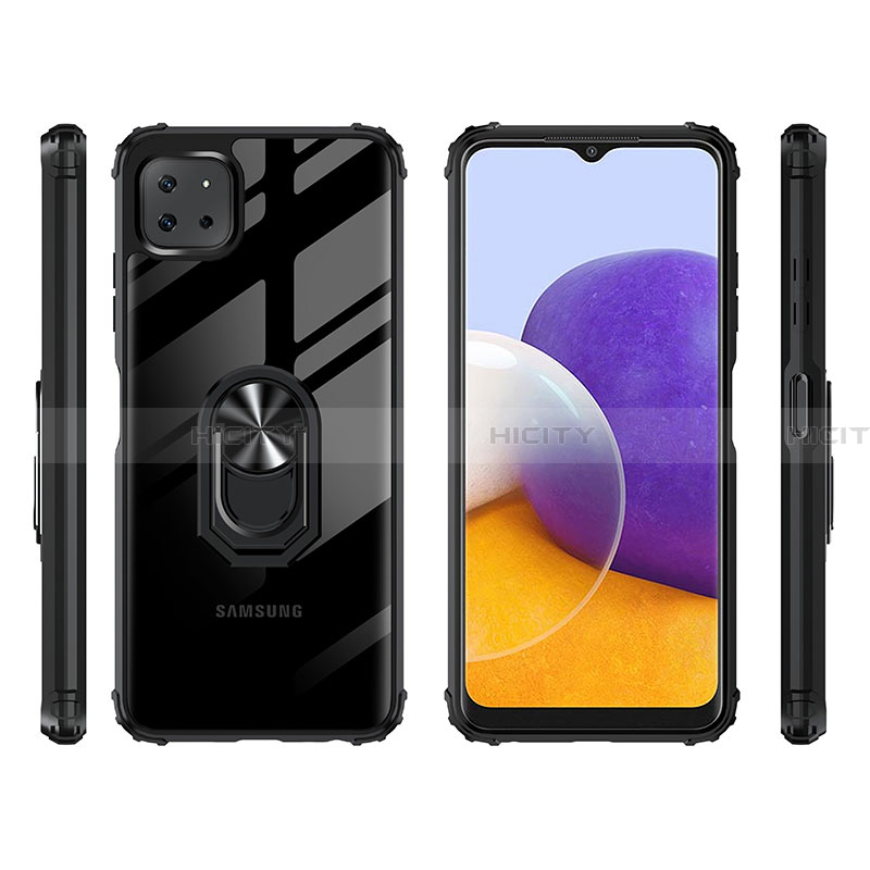 Custodia Silicone e Plastica Opaca Cover con Magnetico Anello Supporto MQ2 per Samsung Galaxy A22 5G