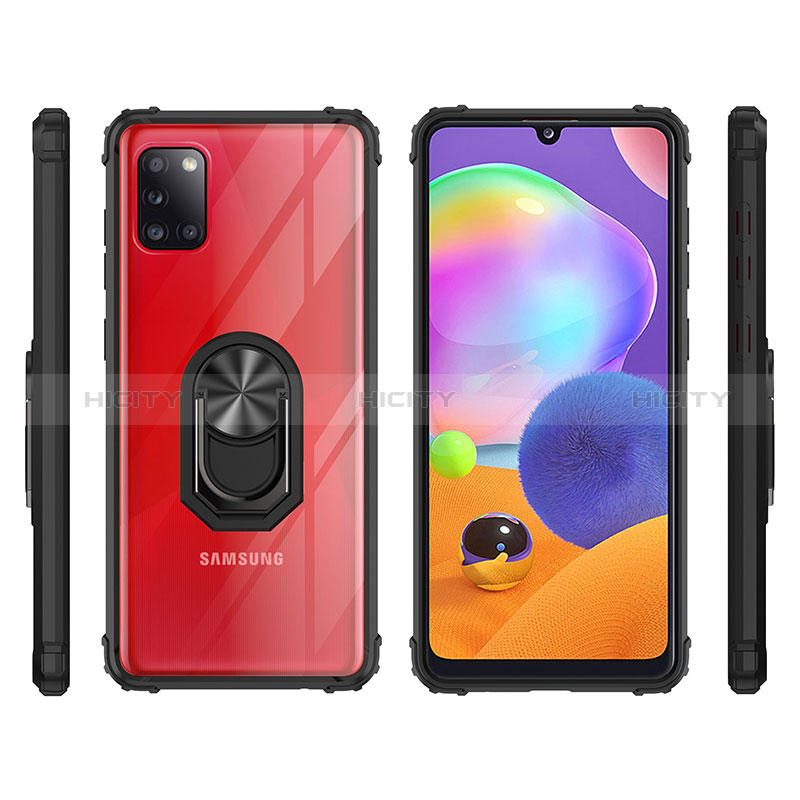 Custodia Silicone e Plastica Opaca Cover con Magnetico Anello Supporto MQ2 per Samsung Galaxy A31