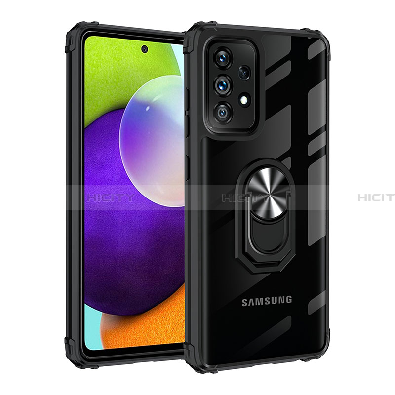 Custodia Silicone e Plastica Opaca Cover con Magnetico Anello Supporto MQ2 per Samsung Galaxy A32 4G Nero