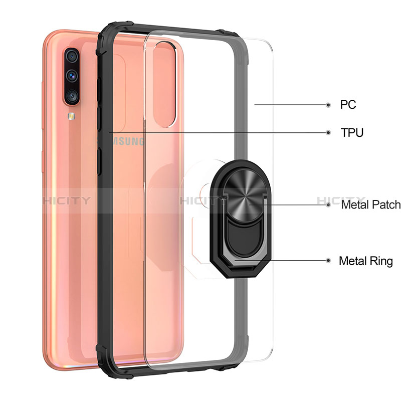 Custodia Silicone e Plastica Opaca Cover con Magnetico Anello Supporto MQ2 per Samsung Galaxy A50