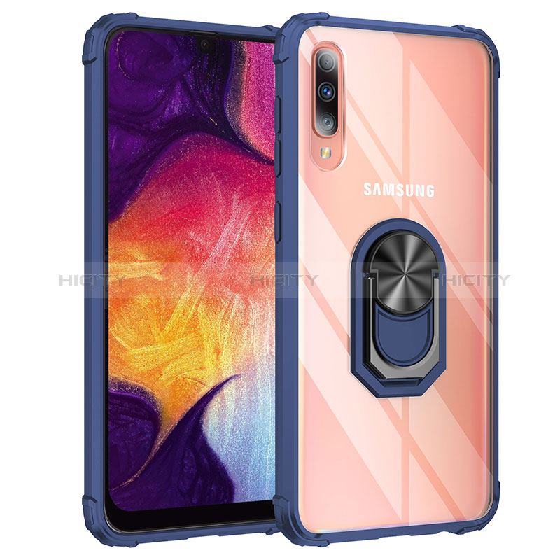 Custodia Silicone e Plastica Opaca Cover con Magnetico Anello Supporto MQ2 per Samsung Galaxy A50