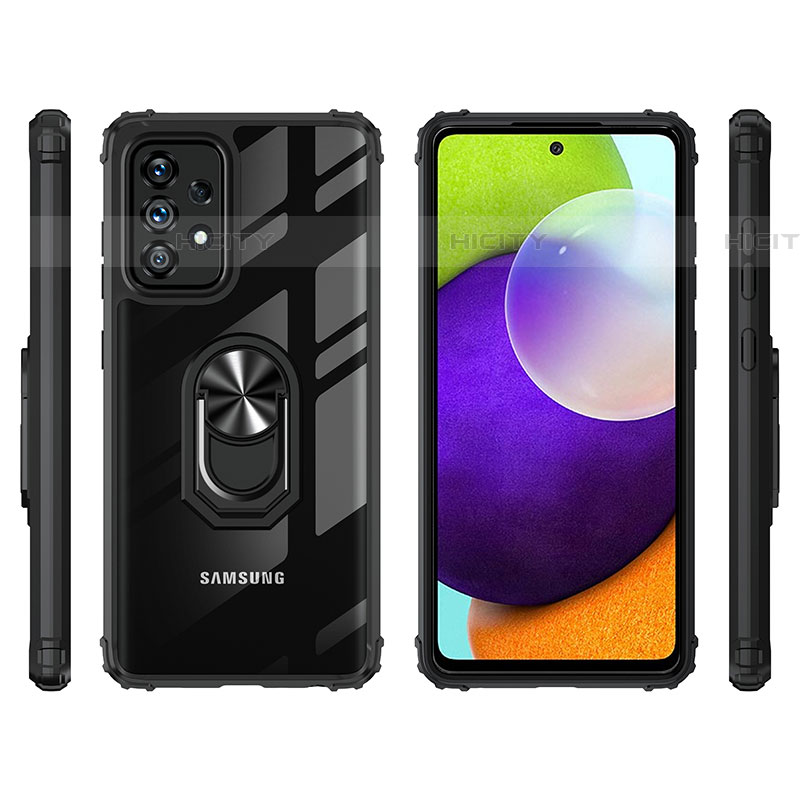 Custodia Silicone e Plastica Opaca Cover con Magnetico Anello Supporto MQ2 per Samsung Galaxy A52 4G